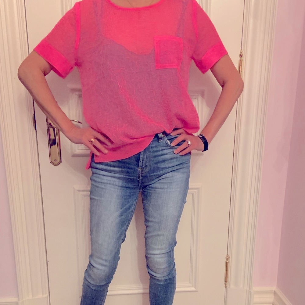 *French Connection pink sheer blouse